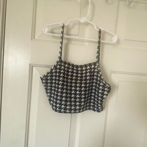 Stylish Black and White Houndstooth Women's Top
